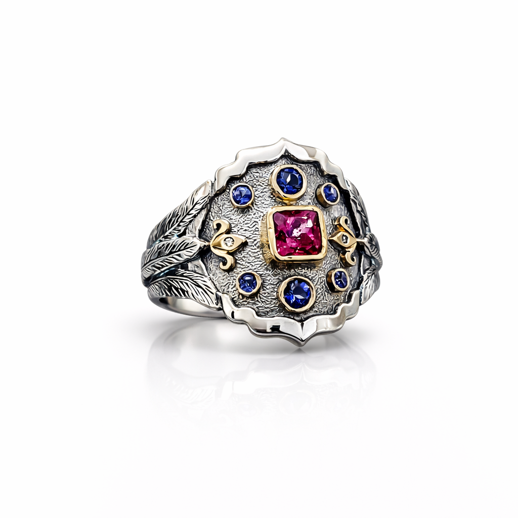 Ornate 18k gold on silver ring. Made to Order