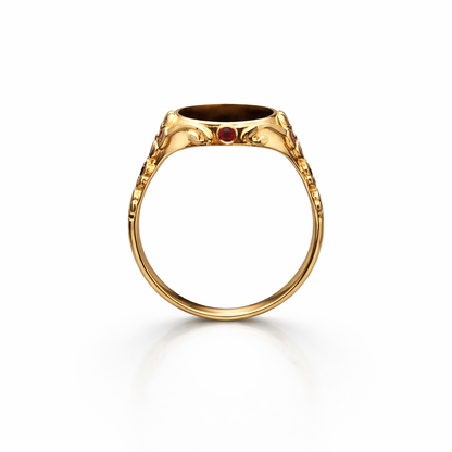 Handcrafted 18k Gold Signet Ring with Rubies — Made to Order