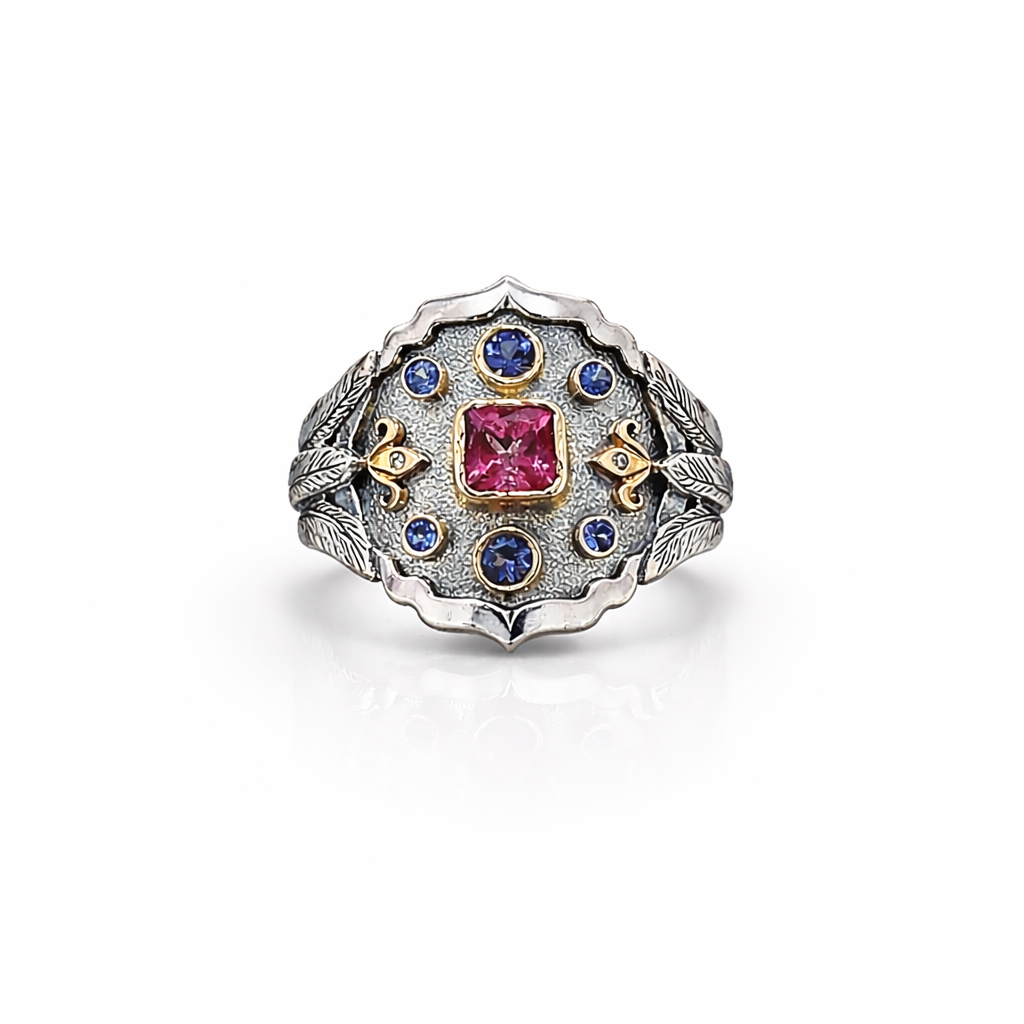 Ornate 18k gold on silver ring. Made to Order