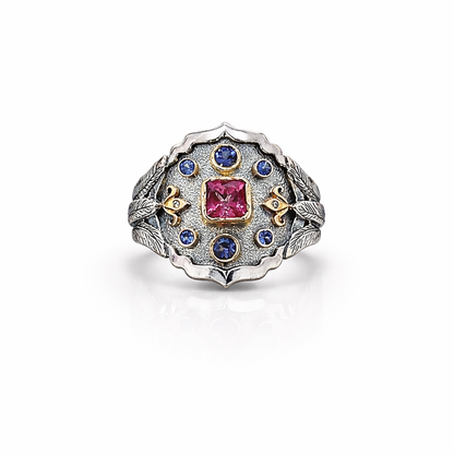 Ornate 18k gold on silver ring. Made to Order