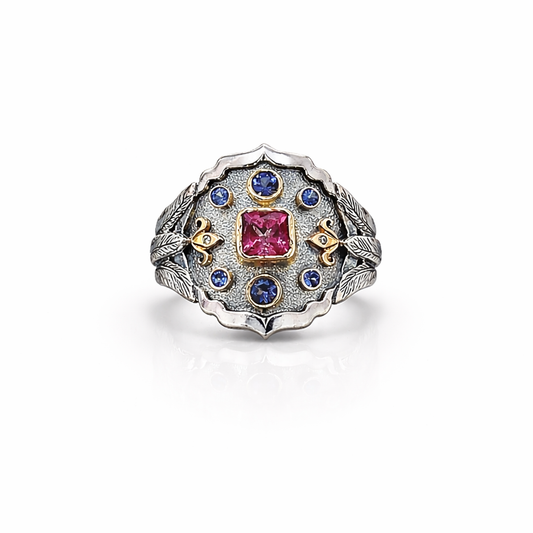 Ornate 18k gold on silver ring. Made to Order