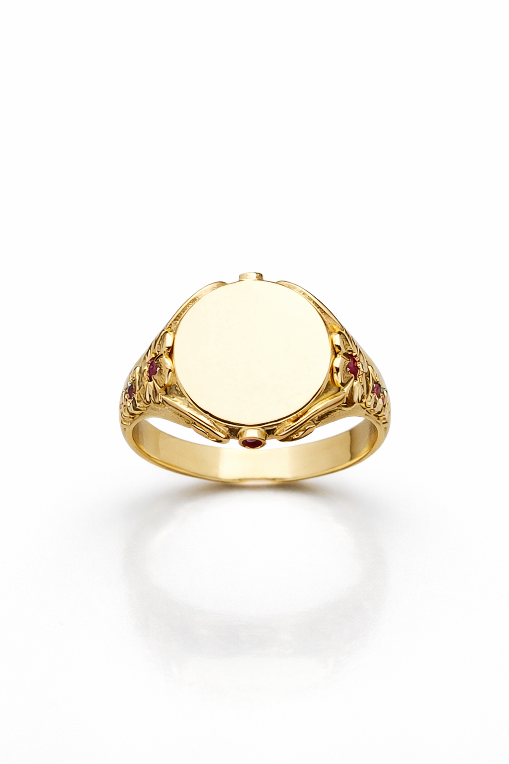 Handcrafted 18k Gold Signet Ring with Rubies — Made to Order