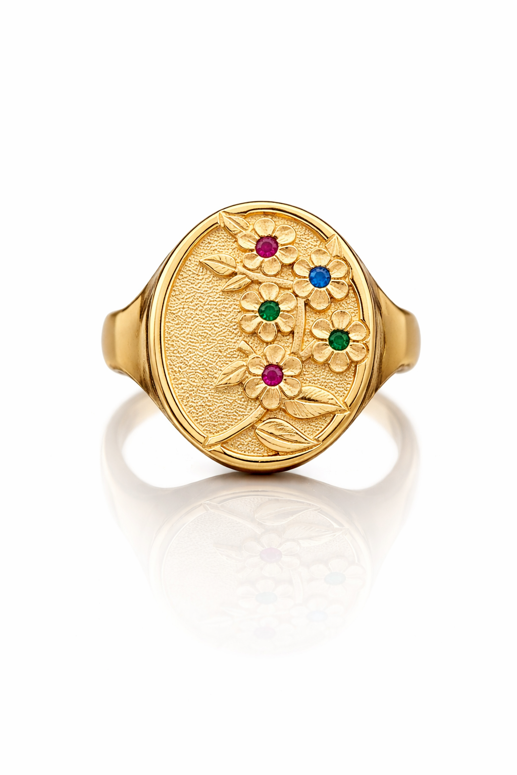 Floral Signet Ring – 18K Gold (Made to Order)