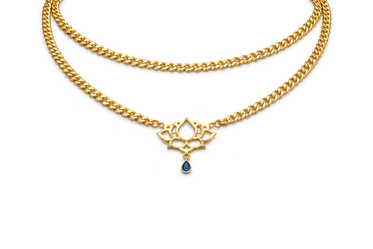 Lotus Sapphire Pendant – 18K Gold (Made to Order)