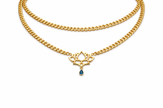 Lotus Sapphire Pendant – 18K Gold (Made to Order)